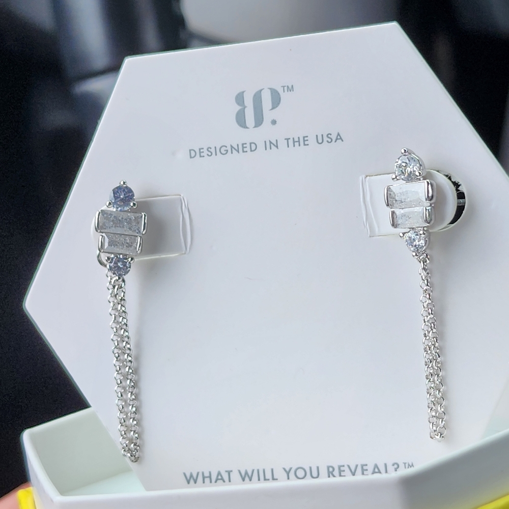 White Ice Crystal Earrings, Ring Bomb Party, RBP5869